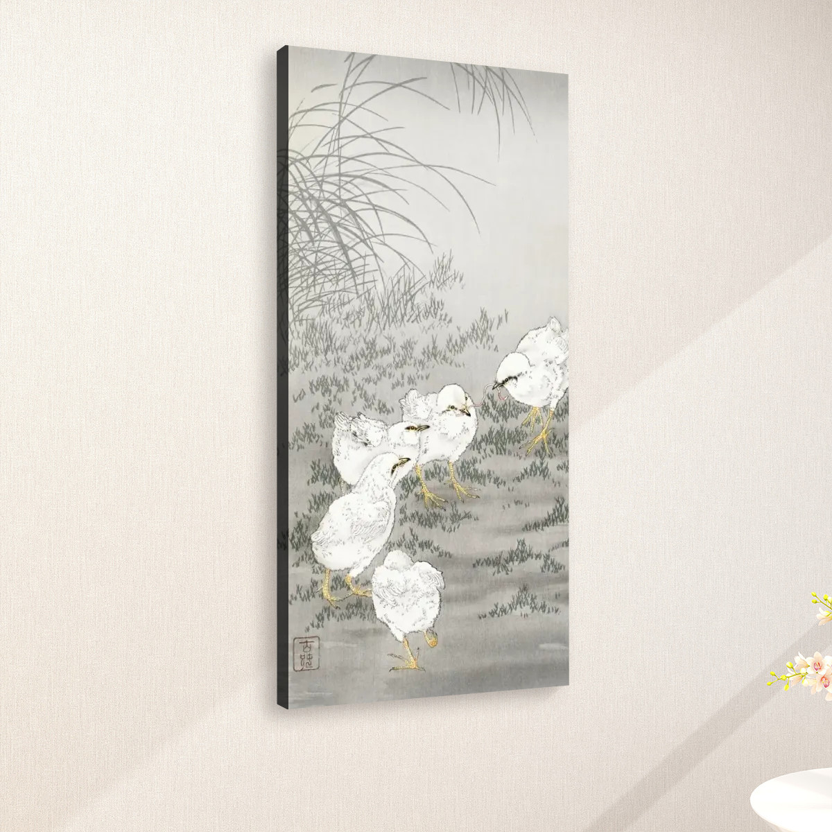 Five chicks (1900 - 1936) by Ohara Koson (1877-1945) - Large Canvas Wall Art (1:2) - Image 2