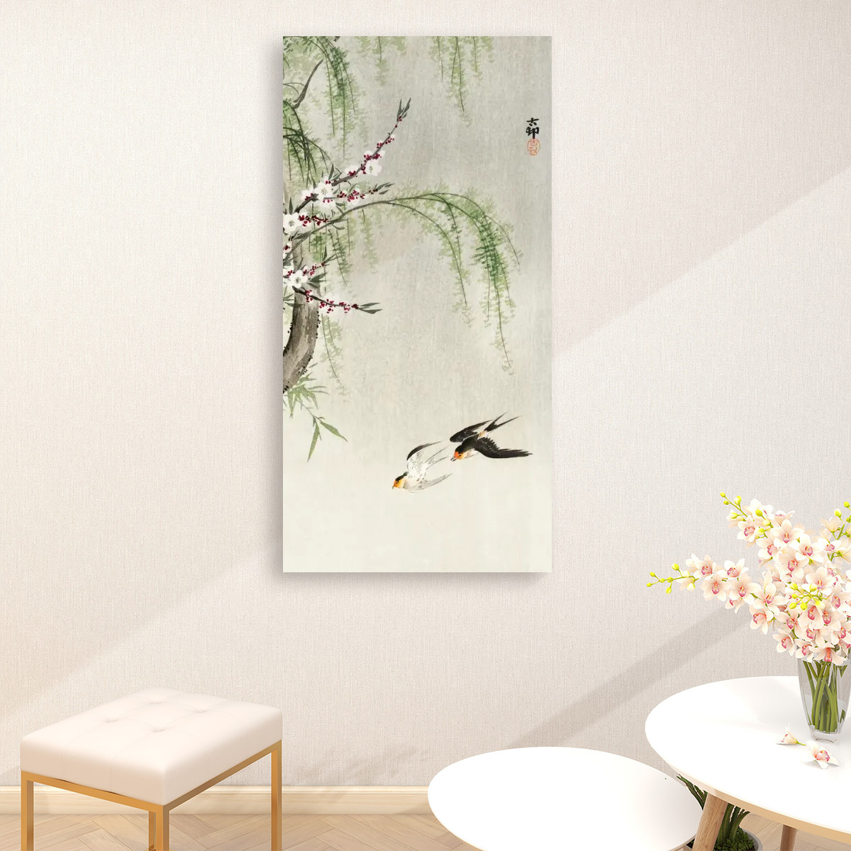 Swallows in flight (1900 - 1930) by Ohara Koson (1877-1945 - Large Canvas Wall Art (1:2)