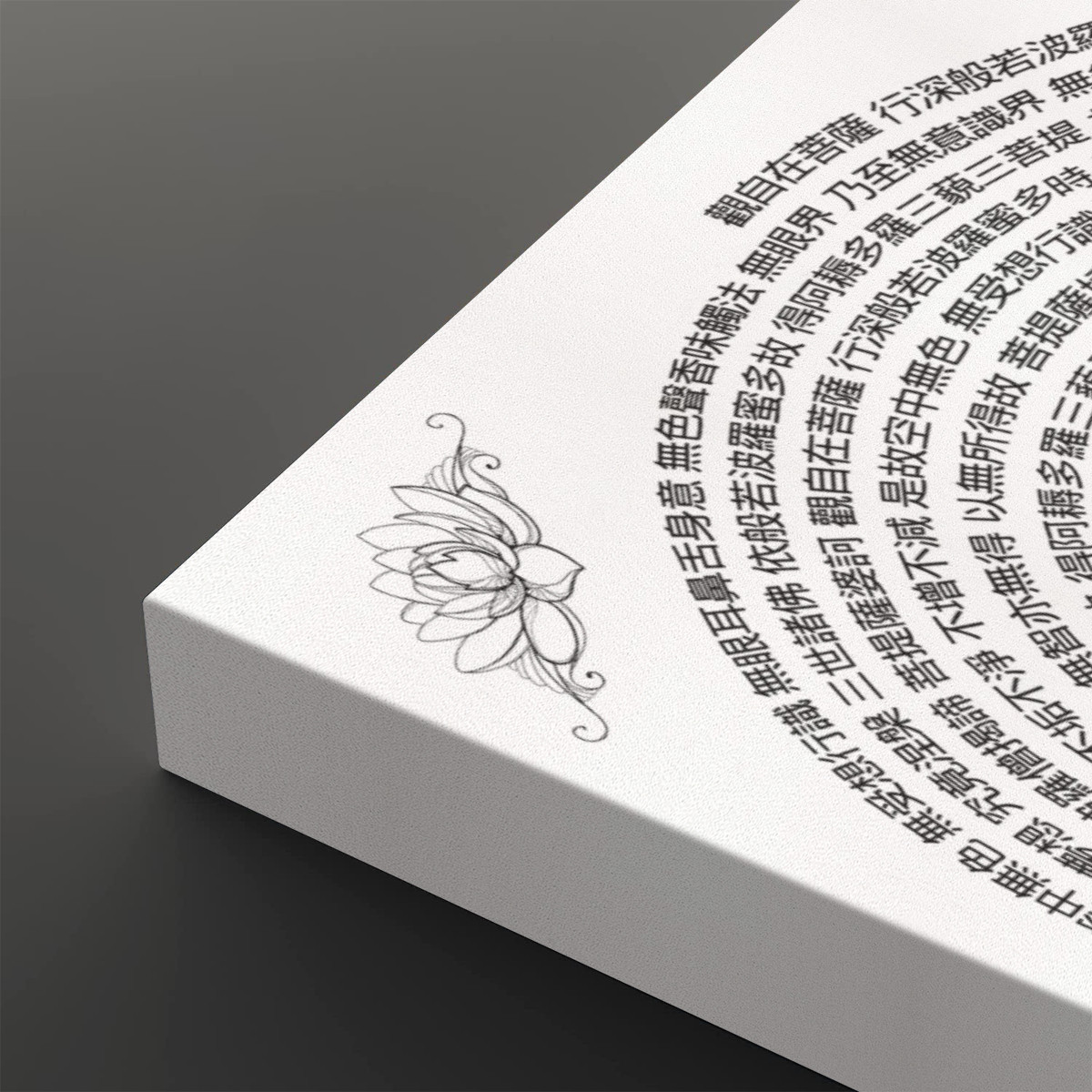 Heart Sutra Lotus (Black/White) - 2 Panels Square Canvas Wall Art - Image 4