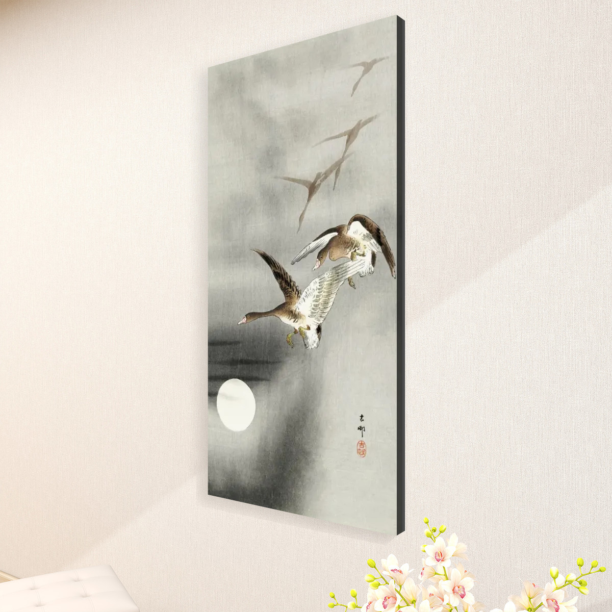 Geese in flight (1900 - 1930) by Ohara Koson (1877-1945) - Large Canvas Wall Art (1:2) - Image 3