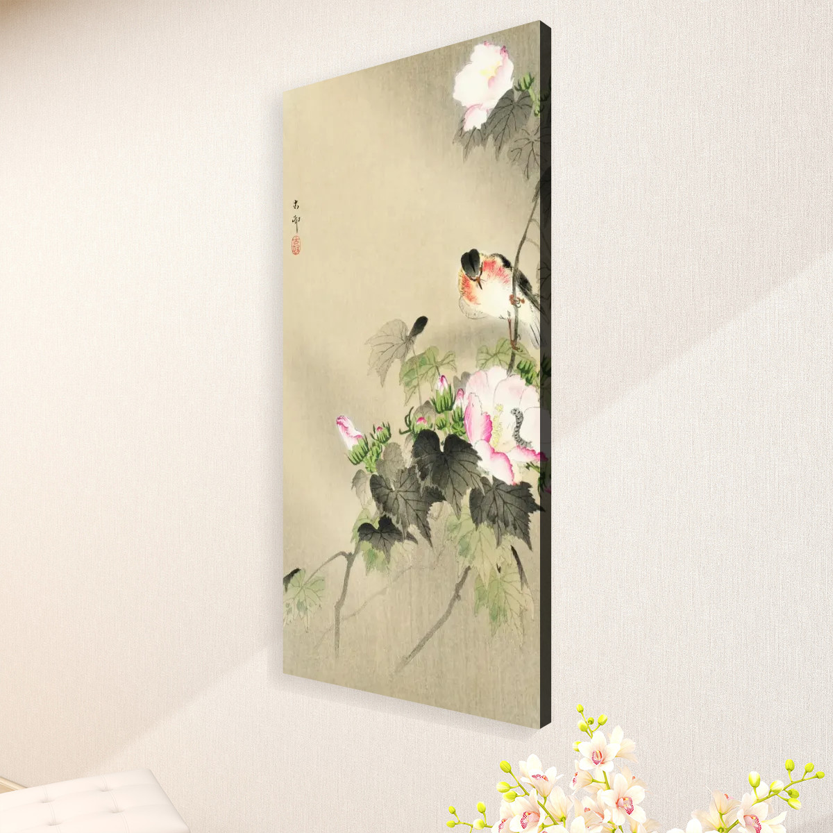 Bird and caterpillar (1900 - 1930) by Ohara Koson (1877-1945) - Large Canvas Wall Art (1:2) - Image 3