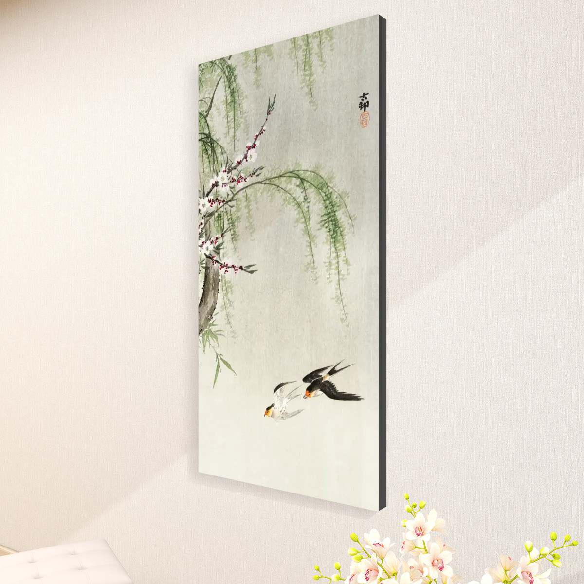 Swallows in flight (1900 - 1930) by Ohara Koson (1877-1945 - Large Canvas Wall Art (1:2) - Image 3