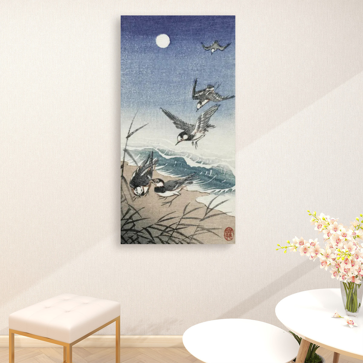Birds at full moon (1900 - 1936) by Ohara Koson (1877-1945) - Large Canvas Wall Art (1:2)