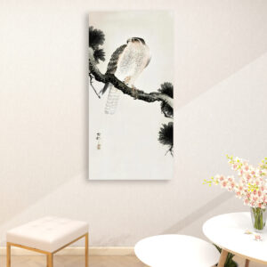 Hawk on pine branch (1900 - 1930) by Ohara Koson (1877-1945) - Large Canvas Wall Art (1:2)