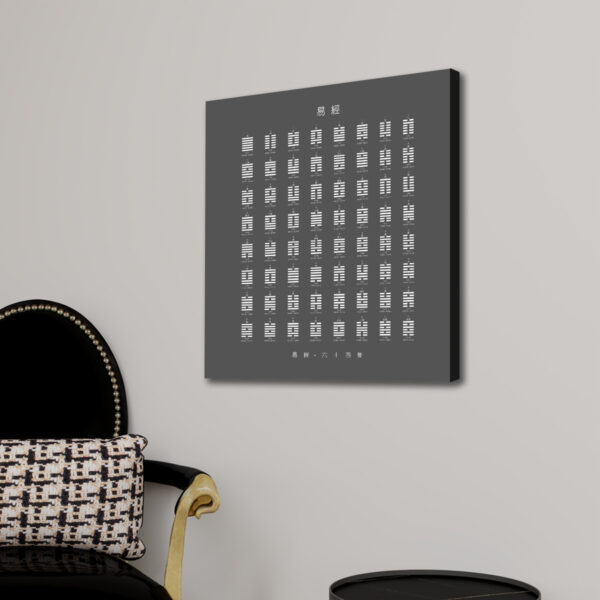 I Ching (Gray) - Square Canvas Wall Art - Image 2