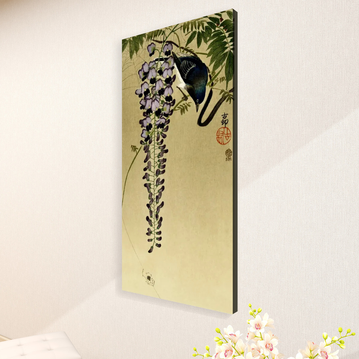 Flycatcher at wisteria (1900 - 1910) by Ohara Koson (1877-1945) - Large Canvas Wall Art (1:2) - Image 3