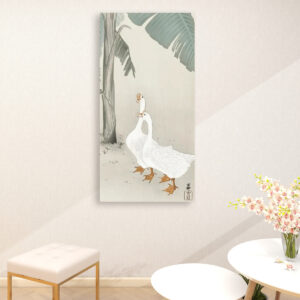 Two geese at banana tree (1900 - 1945) by Ohara Koson (1877-1945) - Large Canvas Wall Art (1:2)