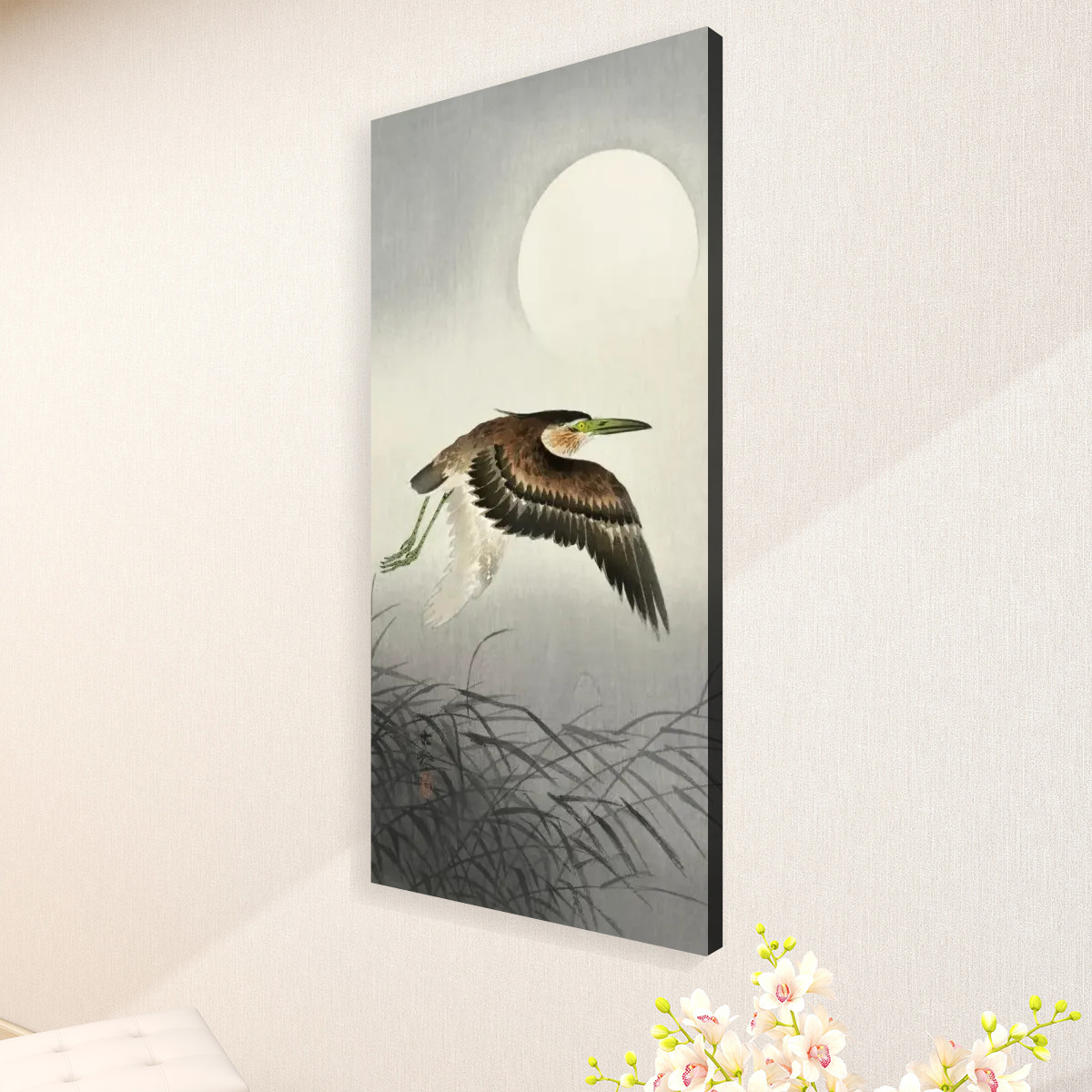 Heron at full moon (1900 - 1930) by Ohara Koson (1877-1945) - Large Canvas Wall Art (1:2) - Image 3