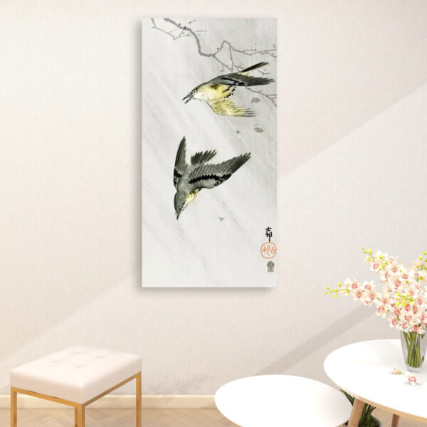 Songbirds in rain (1900 - 1910) by Ohara Koson (1877-1945) - Large Canvas Wall Art (1:2)