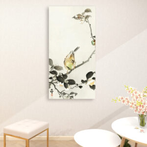 Bunting on blossom branch (1900 - 1930) by Ohara Koson (1877-1945) - Large Canvas Wall Art (1:2)