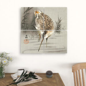 Snip in the water (1900 - 1930) by Ohara Koson (1877-1945) - 4 Panels Square Canvas Wall Art