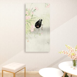 Moorhen at flowering plant (1900 - 1936) by Ohara Koson (1877-1945) - Large Canvas Wall Art (1:2)