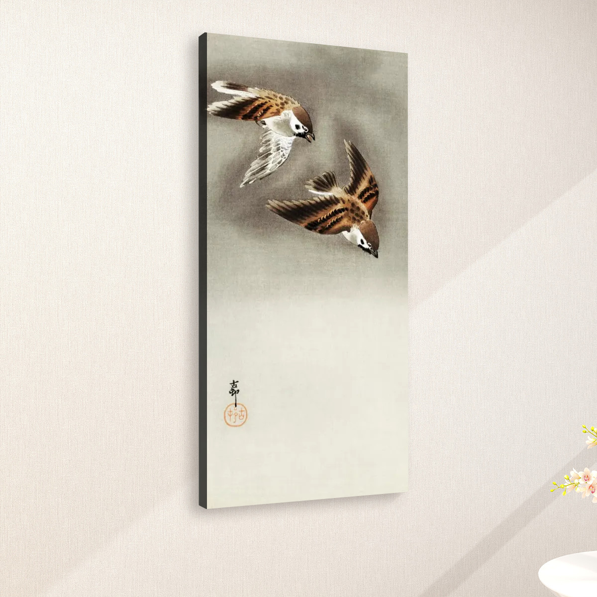 Ring sparrows in snow (1900 - 1930) by Ohara Koson (1877-1945) - Large Canvas Wall Art (1:2) - Image 2