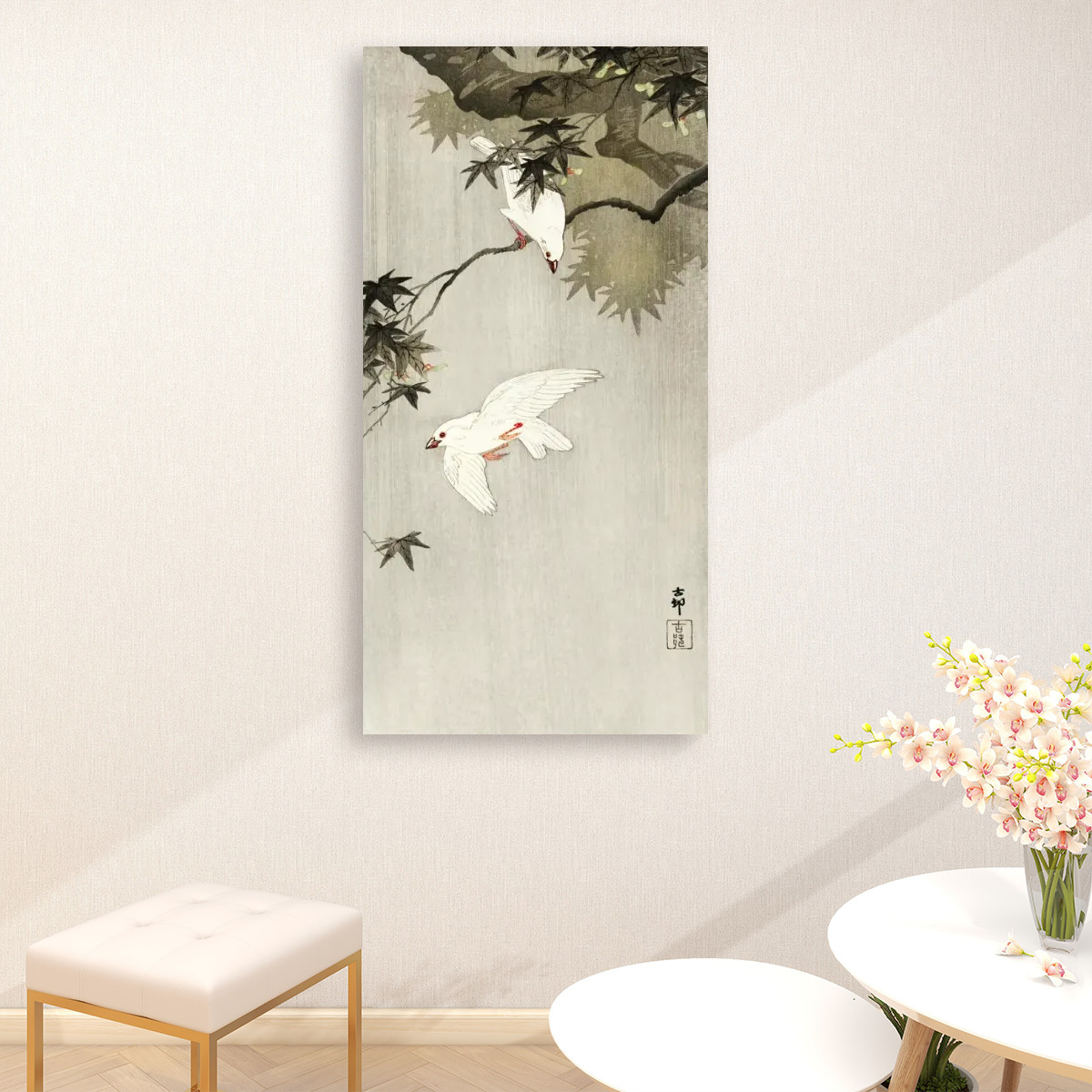 Birds in rain (1900 - 1936) by Ohara Koson(1877-1945) - Large Canvas Wall Art (1:2)