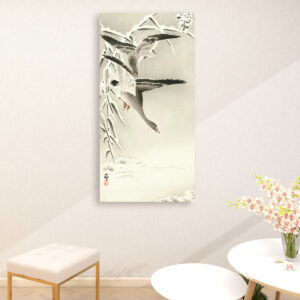 Two collies in snowy landscape (1900 - 1930) by Ohara Koson (1877-1945) - Large Canvas Wall Art (1:2)
