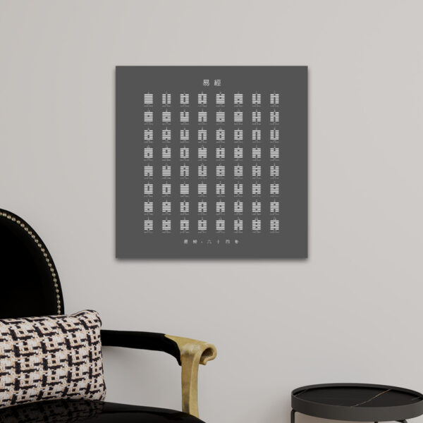 I Ching (Gray) - Square Canvas Wall Art