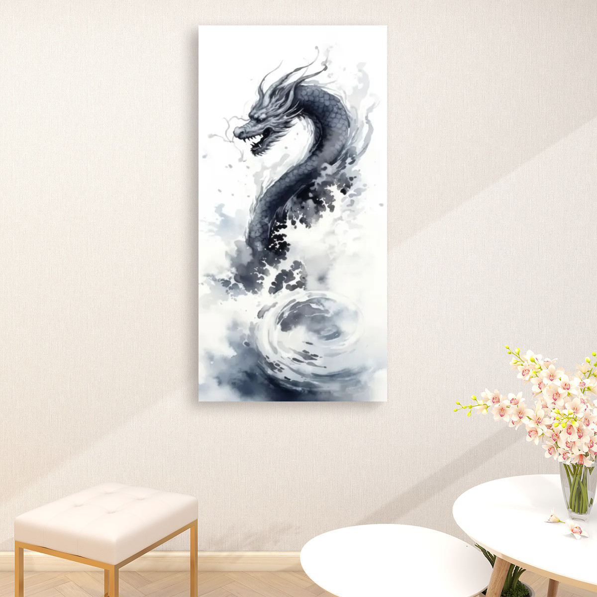 Dragon B&W 2 – Large Canvas Wall Art (1:2)