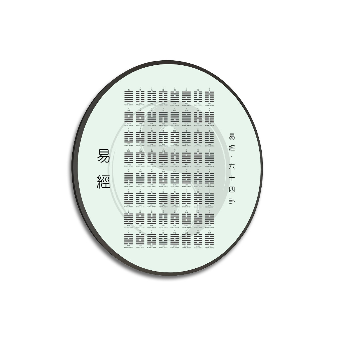 I Ching (Light Green) - Large Round Framed Canvas Wall Art
